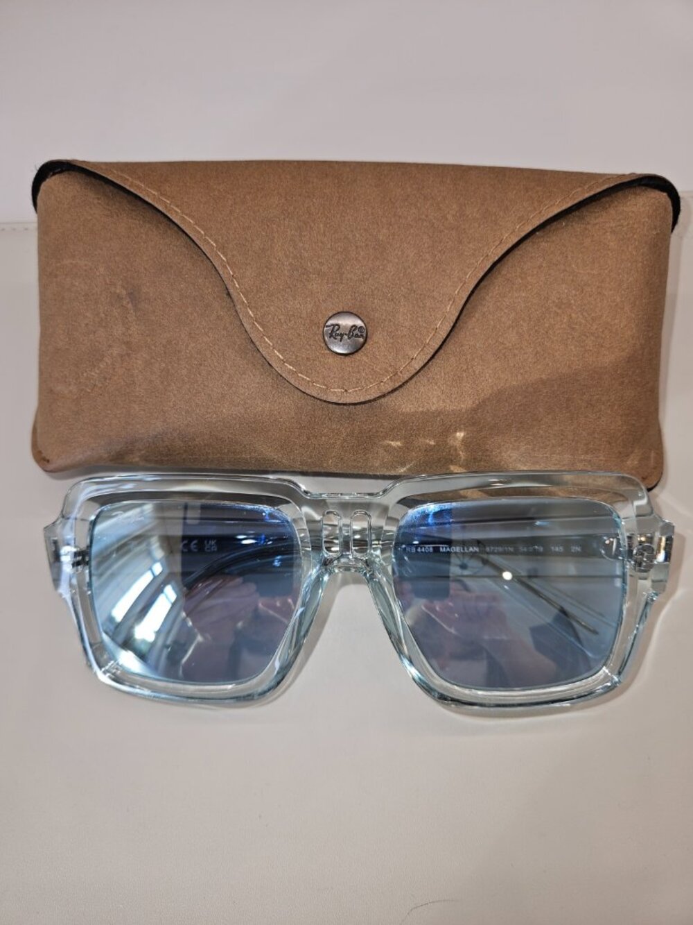 Ray-Ban Women's RB4408 Magellan Square Sunglasses Transparent Light Blue